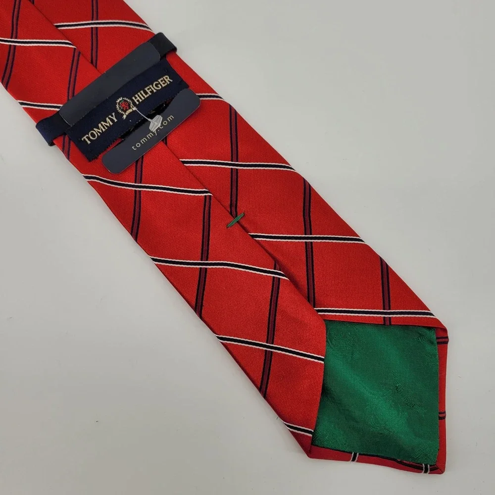 Tommy‎ Hilfiger Red Plaid Silk Blend Necktie Men's Classic Business Formal